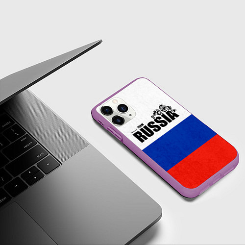 Чехол iPhone 11 Pro матовый Russia / 3D-Фиолетовый – фото 3
