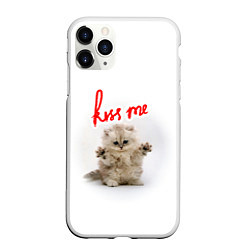 Чехол iPhone 11 Pro матовый Kiss me cat, цвет: 3D-белый