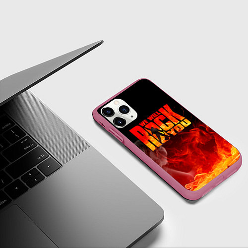 Чехол iPhone 11 Pro матовый Queen - We Will Rock You / 3D-Малиновый – фото 3
