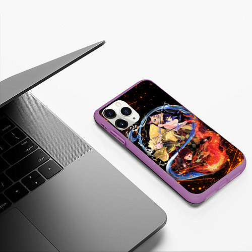 Чехол iPhone 11 Pro матовый KIMETSU NO YAIBA / 3D-Фиолетовый – фото 3