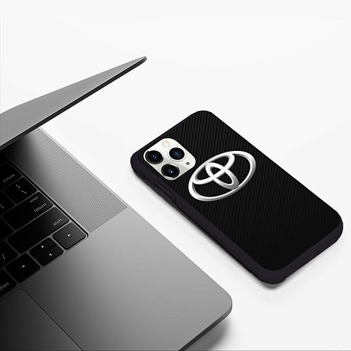 Чехол iPhone 11 Pro матовый Toyota carbon / 3D-Черный – фото 3
