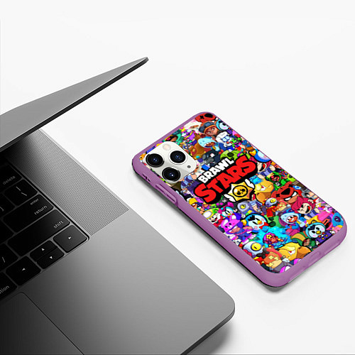 Чехол iPhone 11 Pro матовый BRAWL STARS / 3D-Фиолетовый – фото 3