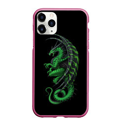 Чехол iPhone 11 Pro матовый Green Dragon, цвет: 3D-малиновый