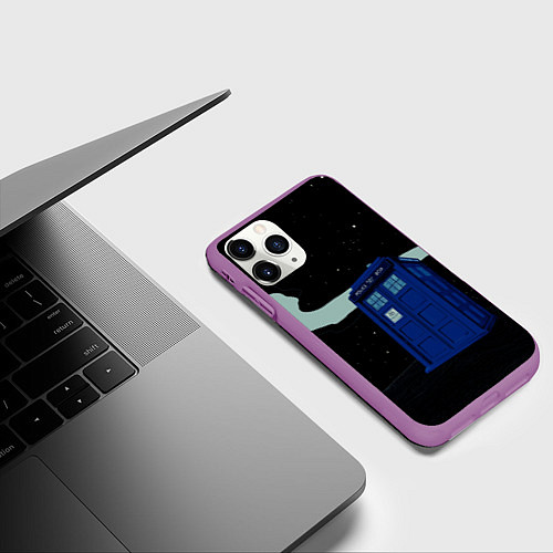Чехол iPhone 11 Pro матовый ТАРДИС / 3D-Фиолетовый – фото 3