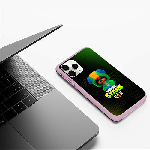 Чехол iPhone 11 Pro матовый BRAWL STARS Leon / 3D-Розовый – фото 3