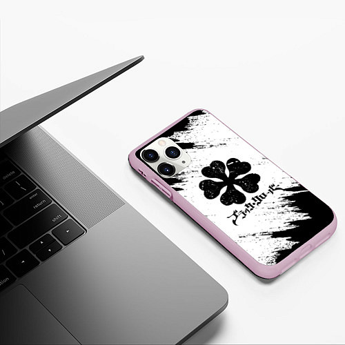 Чехол iPhone 11 Pro матовый ЧЁРНЫЙ КЛЕВЕР / 3D-Розовый – фото 3
