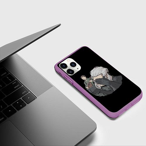 Чехол iPhone 11 Pro матовый The Witcher Facepalm / 3D-Фиолетовый – фото 3