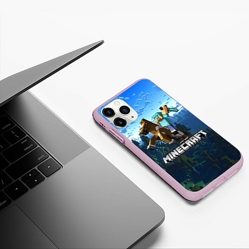 Чехол iPhone 11 Pro матовый Minecraft Майнкрафт / 3D-Розовый – фото 3