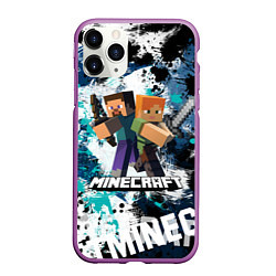 Чехол iPhone 11 Pro матовый Minecraft Майнкрафт, цвет: 3D-фиолетовый