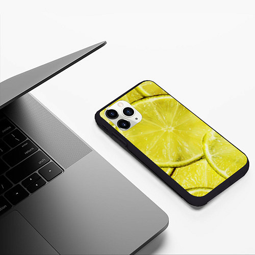 Чехол iPhone 11 Pro матовый Лайм / 3D-Черный – фото 3