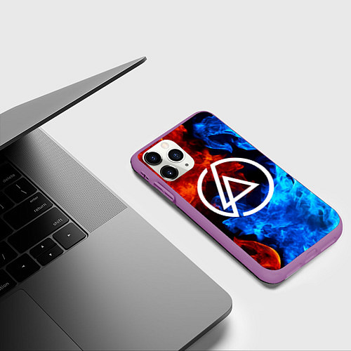 Чехол iPhone 11 Pro матовый LINKIN PARK / 3D-Фиолетовый – фото 3