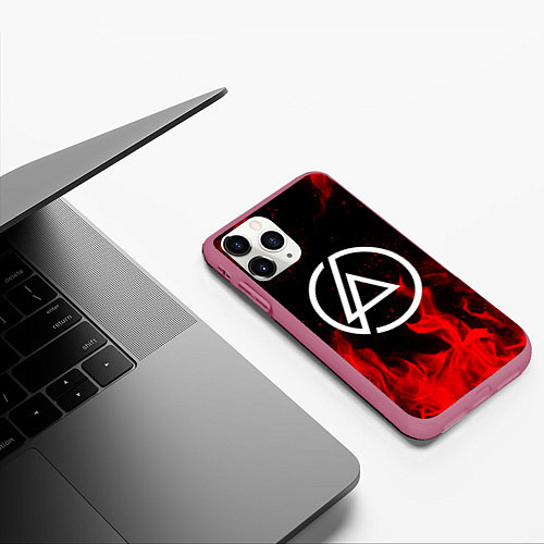 Чехол iPhone 11 Pro матовый LINKIN PARK / 3D-Малиновый – фото 3