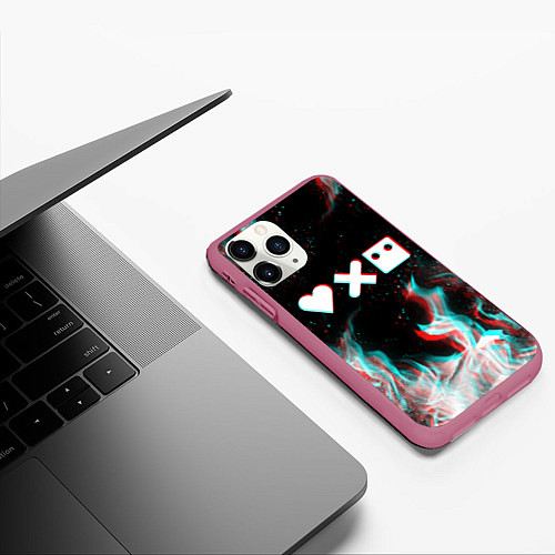 Чехол iPhone 11 Pro матовый LOVE DEATH ROBOTS LDR / 3D-Малиновый – фото 3