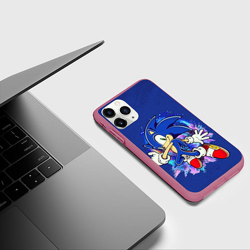 Чехол iPhone 11 Pro матовый Sonic / 3D-Малиновый – фото 3
