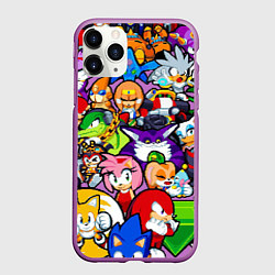 Чехол iPhone 11 Pro матовый Sonic Pixel Friends, цвет: 3D-фиолетовый