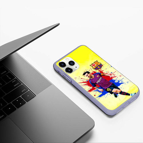 Чехол iPhone 11 Pro матовый Месси / 3D-Светло-сиреневый – фото 3