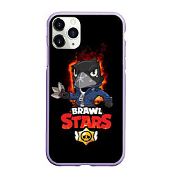Чехол iPhone 11 Pro матовый Crow Brawl Stars, цвет: 3D-светло-сиреневый