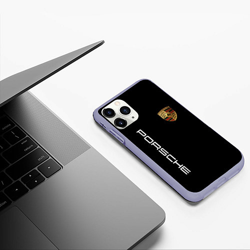 Чехол iPhone 11 Pro матовый PORSCHE / 3D-Светло-сиреневый – фото 3