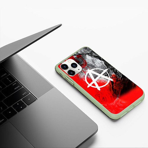 Чехол iPhone 11 Pro матовый АНАРХИЯ / 3D-Салатовый – фото 3