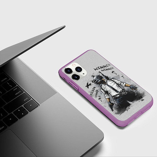 Чехол iPhone 11 Pro матовый PUBG / 3D-Фиолетовый – фото 3