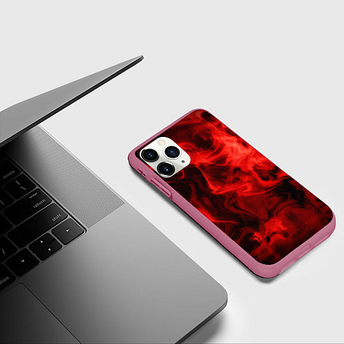 Чехол iPhone 11 Pro матовый Красный дым / 3D-Малиновый – фото 3