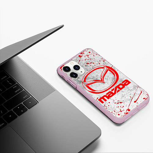 Чехол iPhone 11 Pro матовый MAZDA RED LOGO / 3D-Розовый – фото 3