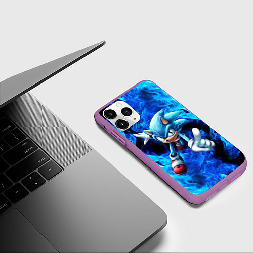 Чехол iPhone 11 Pro матовый Blue Sonic / 3D-Фиолетовый – фото 3