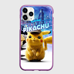 Чехол iPhone 11 Pro матовый Детектив Пикачу, цвет: 3D-фиолетовый