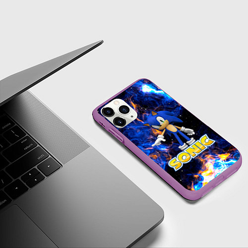 Чехол iPhone 11 Pro матовый СОНИК / 3D-Фиолетовый – фото 3