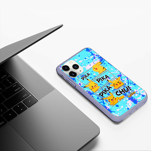 Чехол iPhone 11 Pro матовый Pikachu / 3D-Светло-сиреневый – фото 3