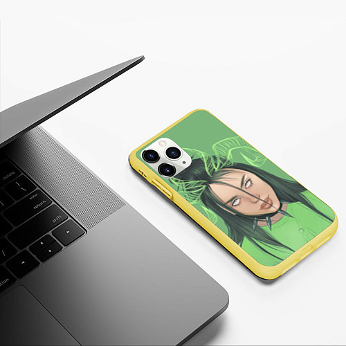 Чехол iPhone 11 Pro матовый Billie Eilish / 3D-Желтый – фото 3