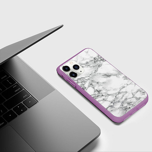 Чехол iPhone 11 Pro матовый Мрамор / 3D-Фиолетовый – фото 3