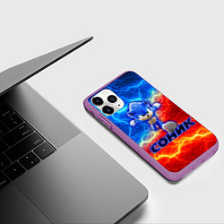 Чехол iPhone 11 Pro матовый СОНИК, цвет: 3D-фиолетовый — фото 2