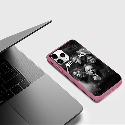 Чехол iPhone 11 Pro матовый Metallica / 3D-Малиновый – фото 3