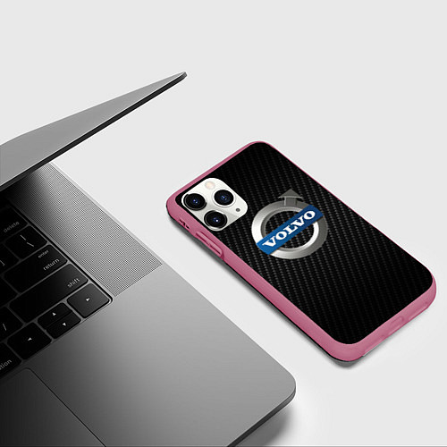 Чехол iPhone 11 Pro матовый VOLVO / 3D-Малиновый – фото 3