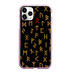 Чехол iPhone 11 Pro матовый Руны, цвет: 3D-розовый
