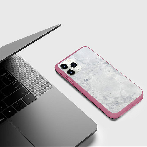 Чехол iPhone 11 Pro матовый Мрамор / 3D-Малиновый – фото 3