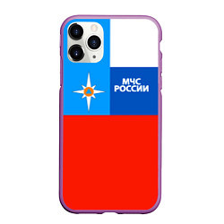 Чехол iPhone 11 Pro матовый Флаг МЧС России, цвет: 3D-фиолетовый