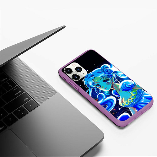 Чехол iPhone 11 Pro матовый СЕЙЛОР МУН / 3D-Фиолетовый – фото 3