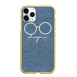 Чехол iPhone 11 Pro матовый Imagine John Lennon, цвет: 3D-желтый