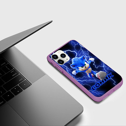 Чехол iPhone 11 Pro матовый SONIC / 3D-Фиолетовый – фото 3