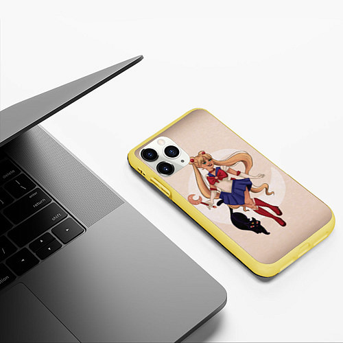 Чехол iPhone 11 Pro матовый Sailor Moon / 3D-Желтый – фото 3