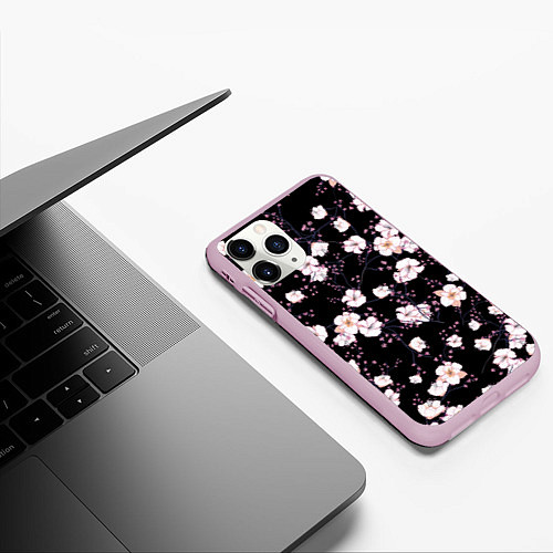 Чехол iPhone 11 Pro матовый САКУРА / 3D-Розовый – фото 3