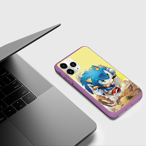 Чехол iPhone 11 Pro матовый SONIC / 3D-Фиолетовый – фото 3
