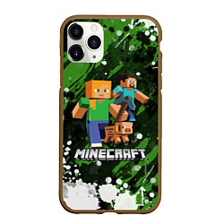 Чехол iPhone 11 Pro матовый Minecraft Майнкрафт, цвет: 3D-коричневый