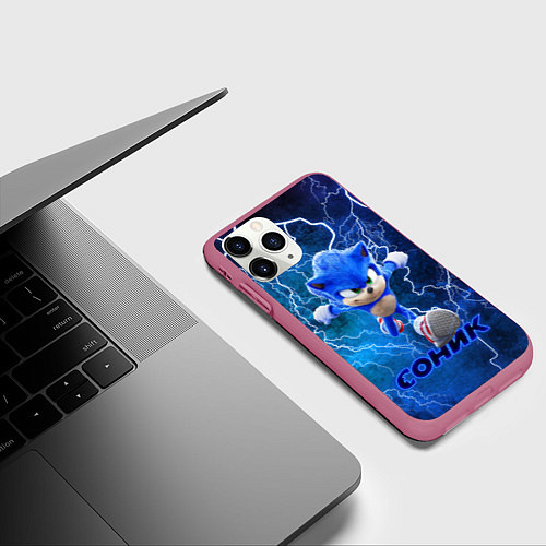 Чехол iPhone 11 Pro матовый SONIC / 3D-Малиновый – фото 3