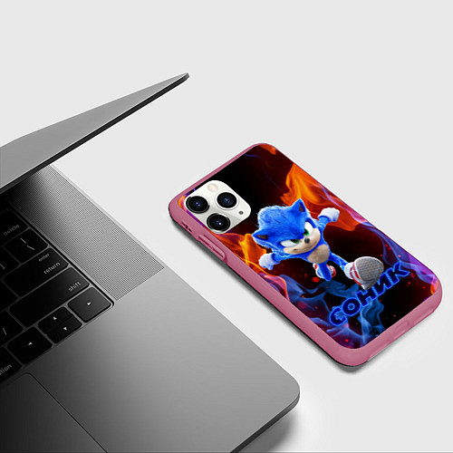 Чехол iPhone 11 Pro матовый SONIC / 3D-Малиновый – фото 3