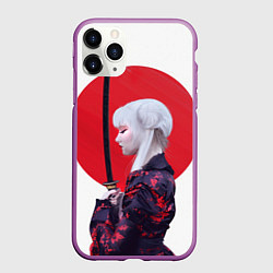 Чехол iPhone 11 Pro матовый Самурай, цвет: 3D-фиолетовый