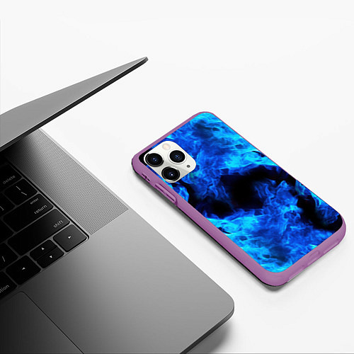 Чехол iPhone 11 Pro матовый СИНИЙ ОГОНЬ / 3D-Фиолетовый – фото 3