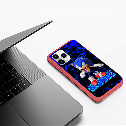 Чехол iPhone 11 Pro матовый Sonic / 3D-Красный – фото 3